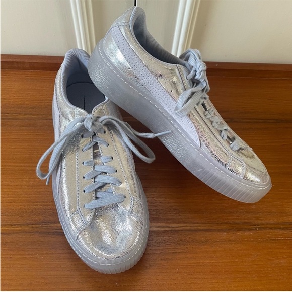 Puma Silver Glitter Platform Sneakers, NWOB - Picture 5 of 15
